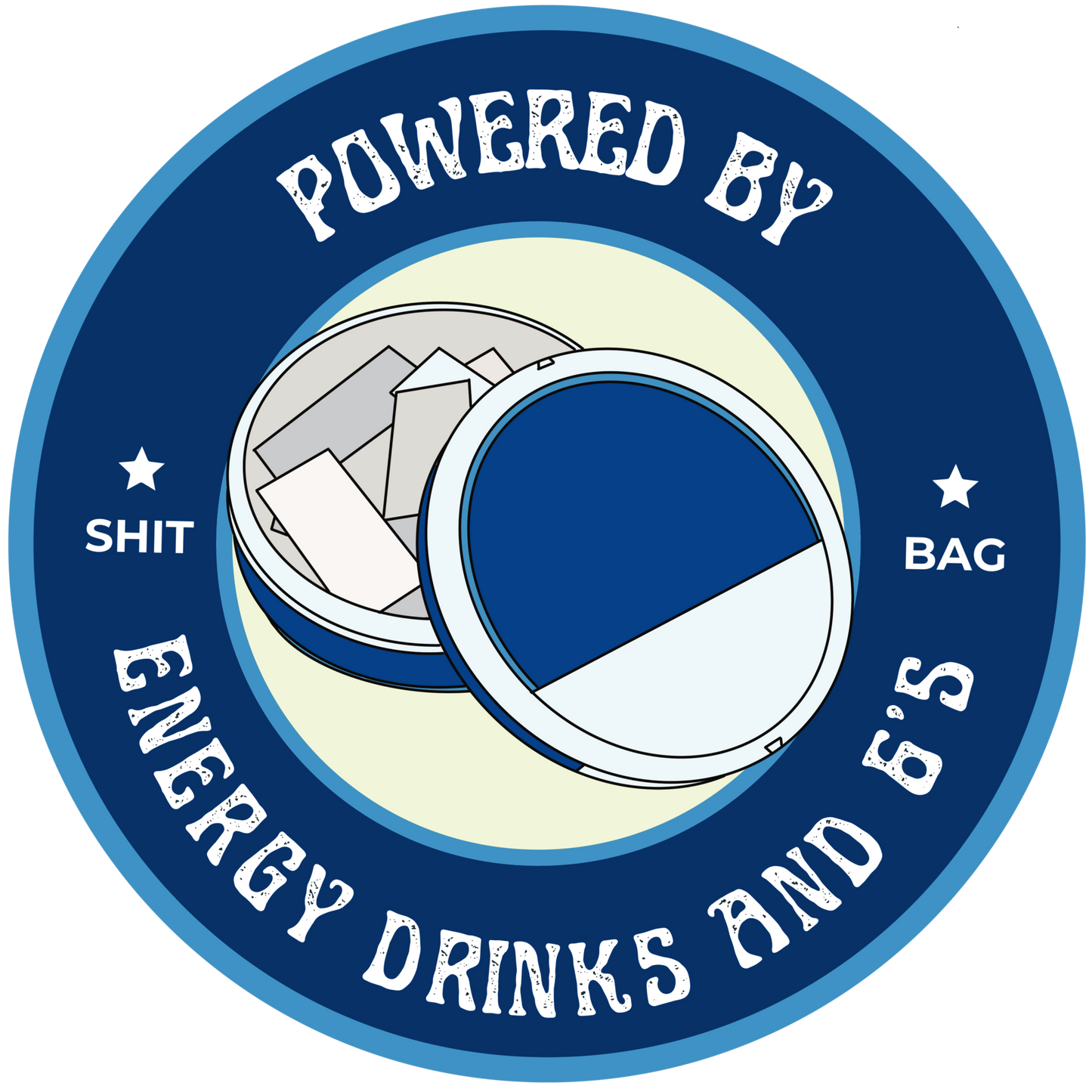 Powered by Energy Drinks & 6's Sticker